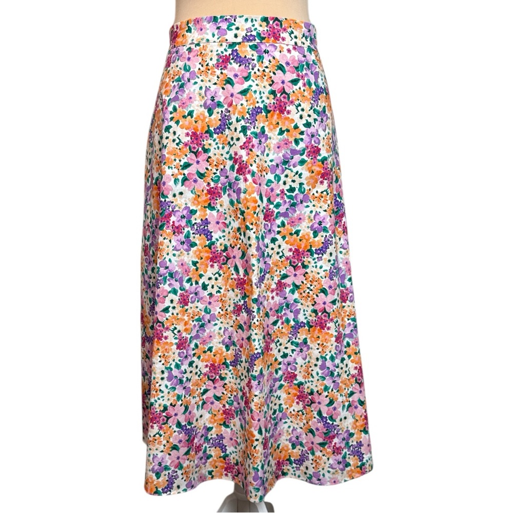 Alexia Admor Vibrant Multicolor Floral A-Line Midi Skirt Sz 12 Summer Style EUC